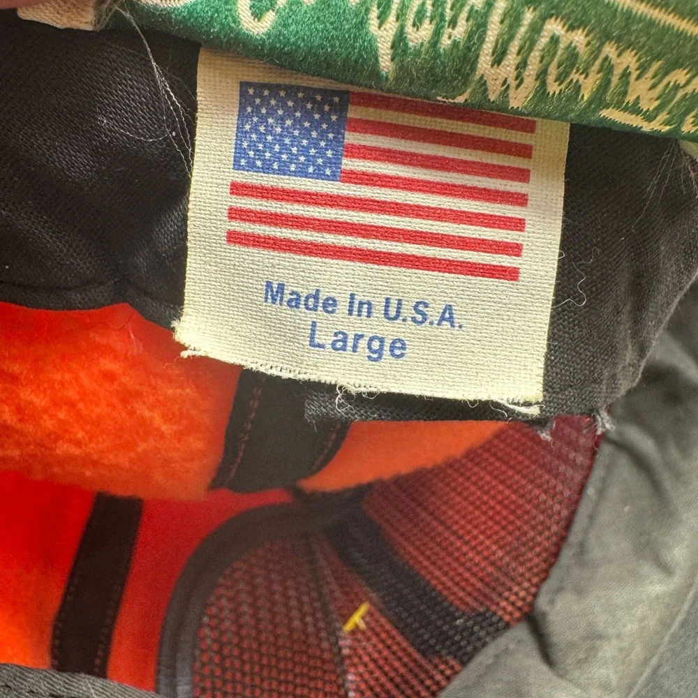 Vintage Gander Mountain Fleece Hat Mens Large Orange USA Made Hunting Safety Cap